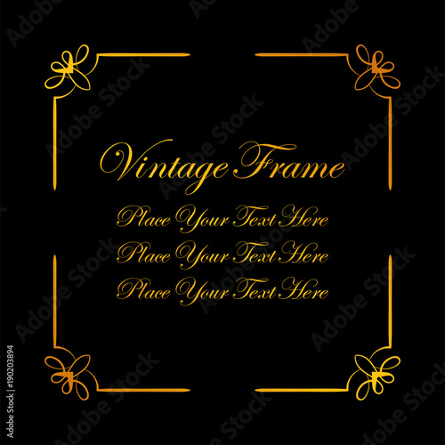 Vintage decorative frame. Elegant ornamental template for design of birthday and greeting card, wedding invitation with place for text. Vector illustration