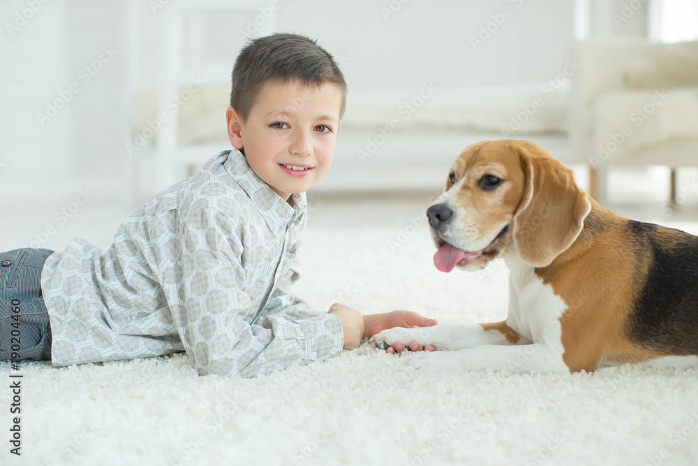 Fototapeta Child with dog