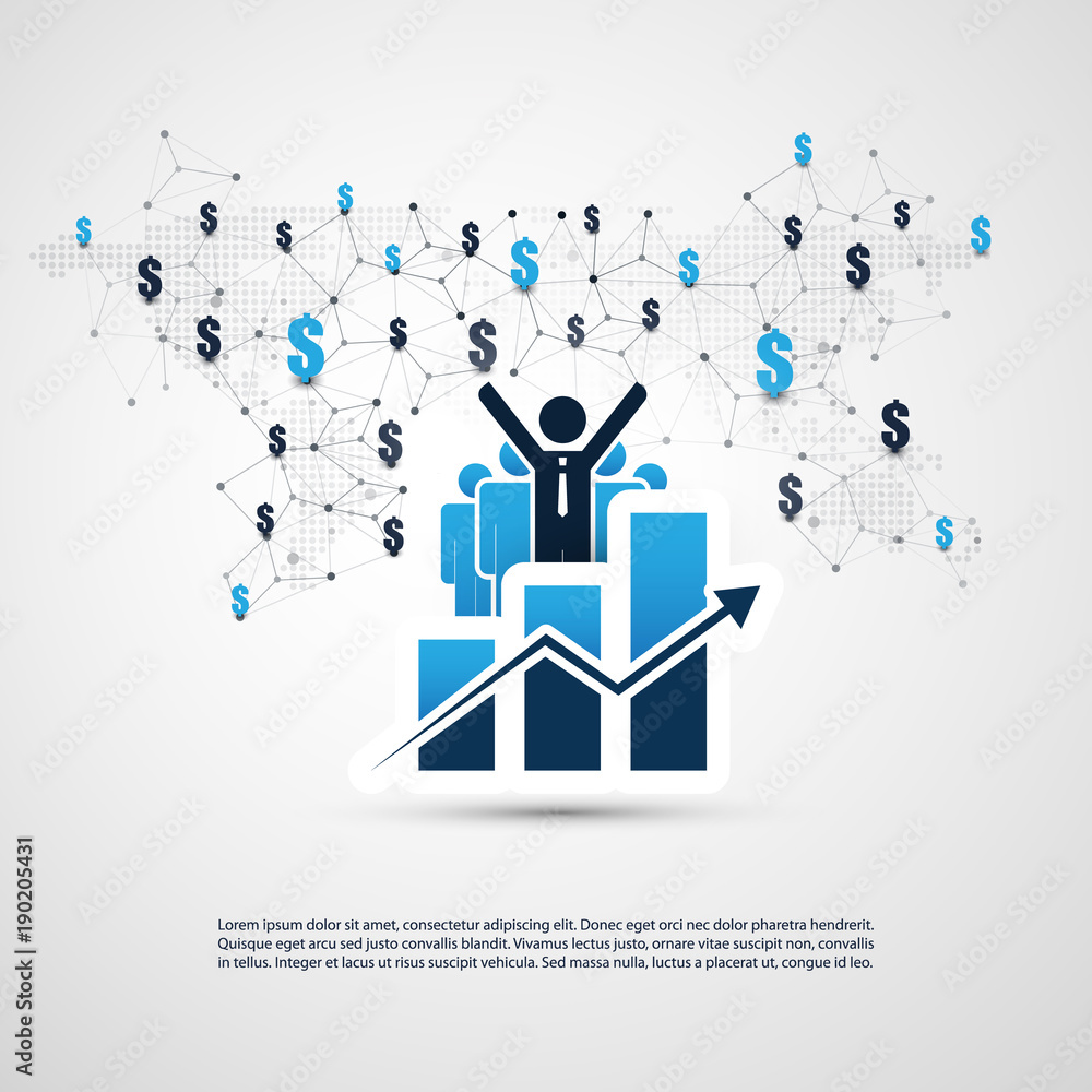 Networks - Business Connections - Worldwide Financial Connections, Online Banking, Money Transfer Concept Design, Vector Illustration