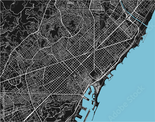 Fotografia Black and white vector city map of Barcelona with well organized separated layers