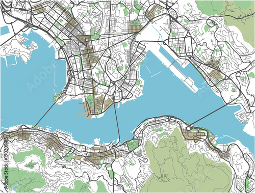 Colorful Hong Kong vector city map