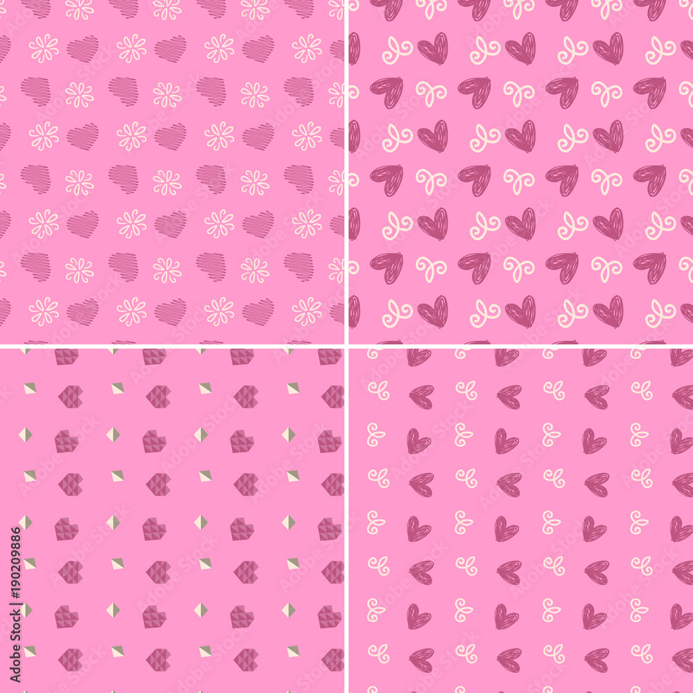 Vector heart pattern set. St Valentine design elements.