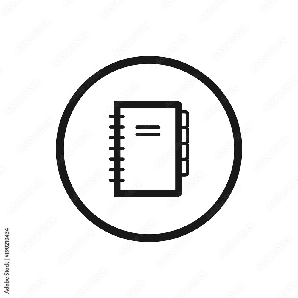 Notebook line icon on a white background Notebook line icon on a white background