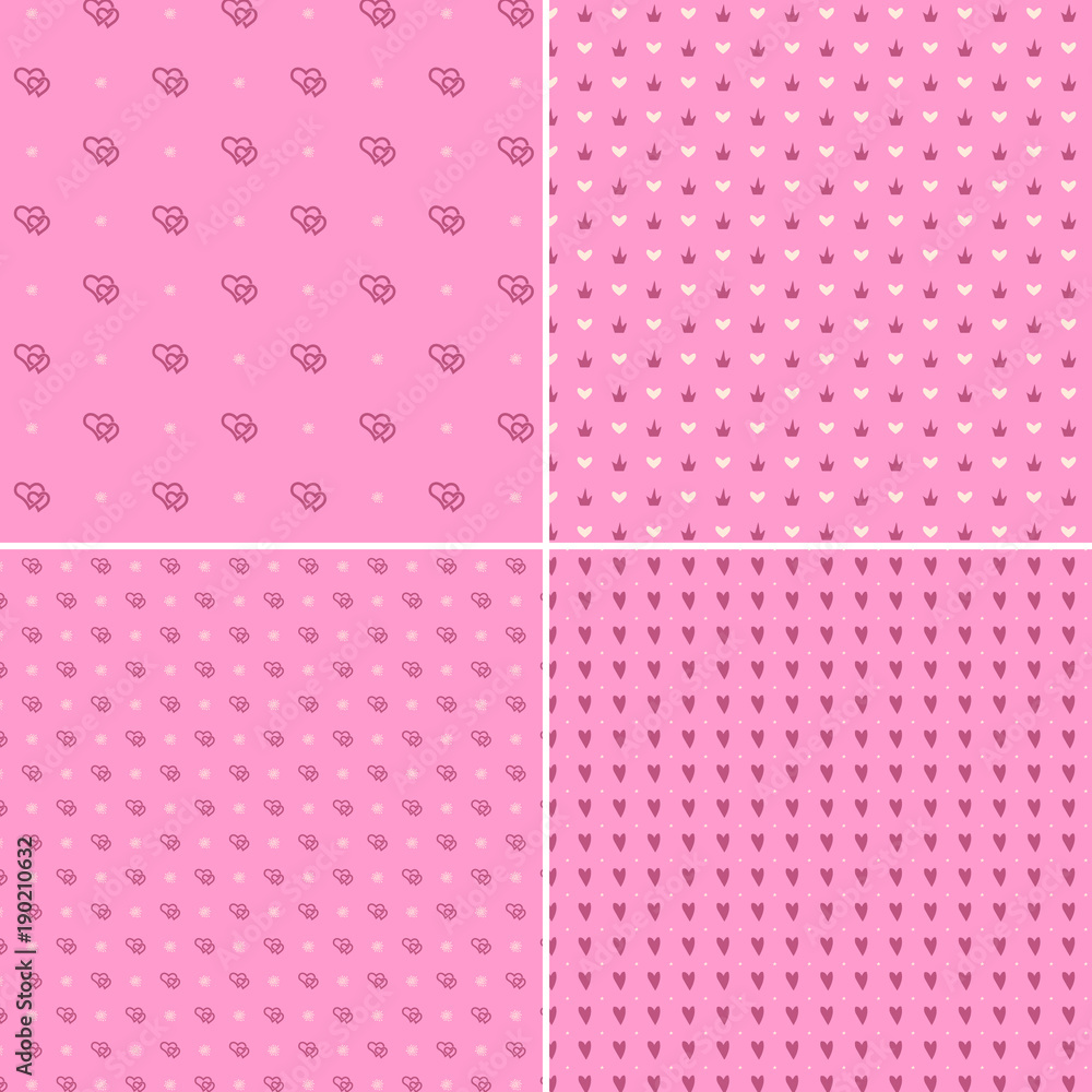 Vector heart pattern set. St Valentine design elements.