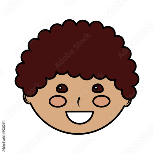 happy cute boy face young character vector illustration