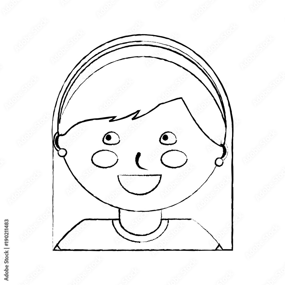young cute girl face happy character vector illustration sketch design young cute girl face happy character vector illustration sketch design