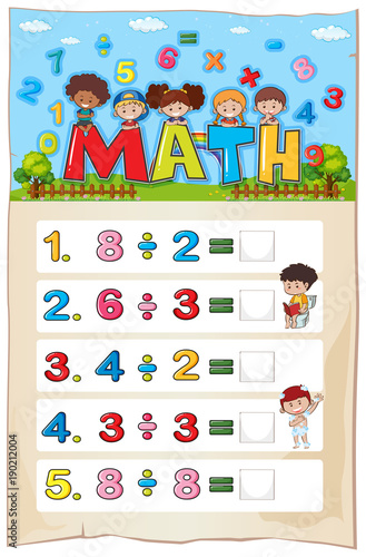 Math worksheet design for division