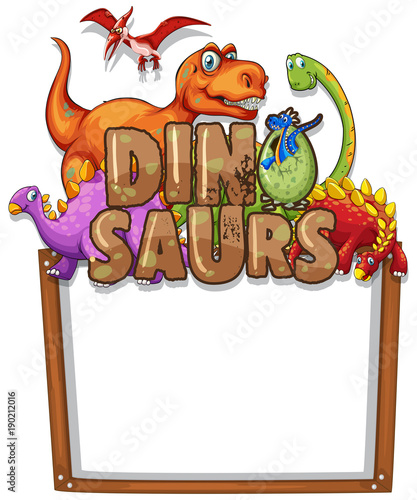 Border template with many dinosaurs