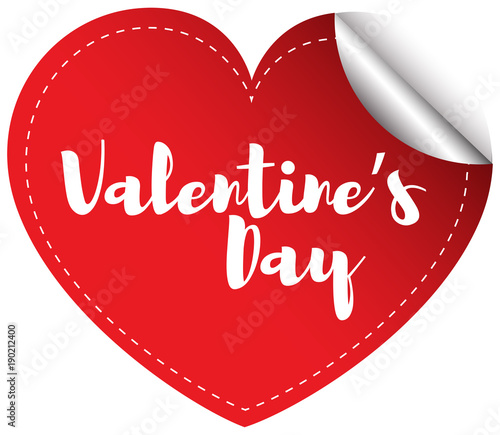 Valentine sticker template with red heart