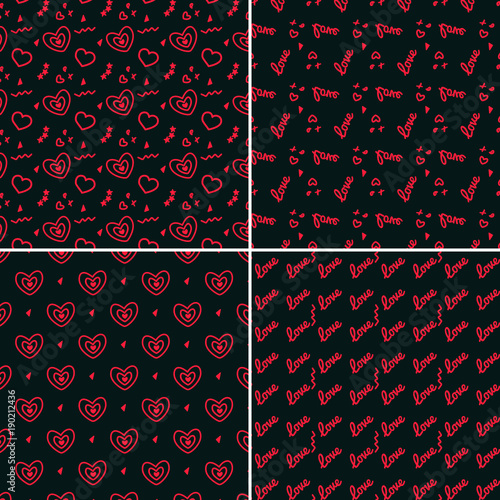 Vector heart pattern set. St Valentine design elements.