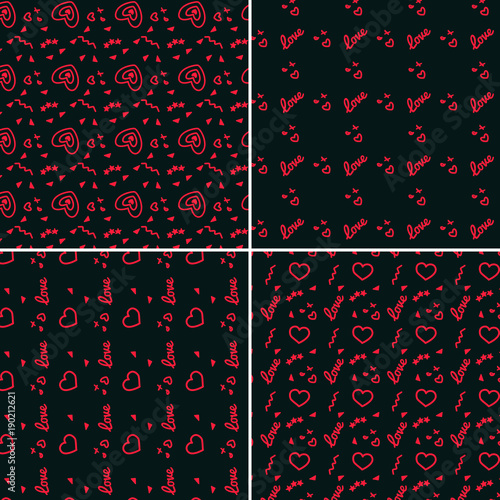 Vector heart pattern set. St Valentine design elements.