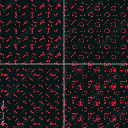 Vector heart pattern set. St Valentine design elements.