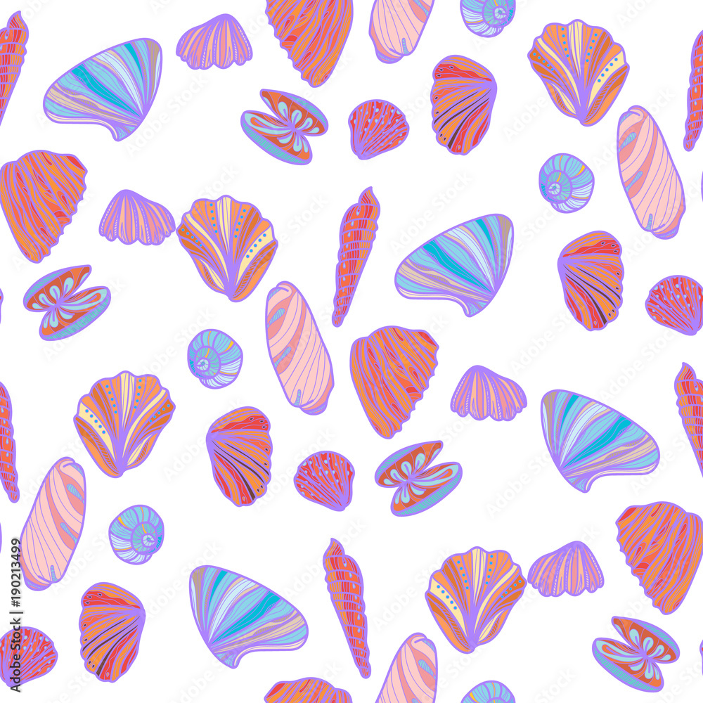 Seamless pattern with sea shells. Seamless pattern with sea shells.