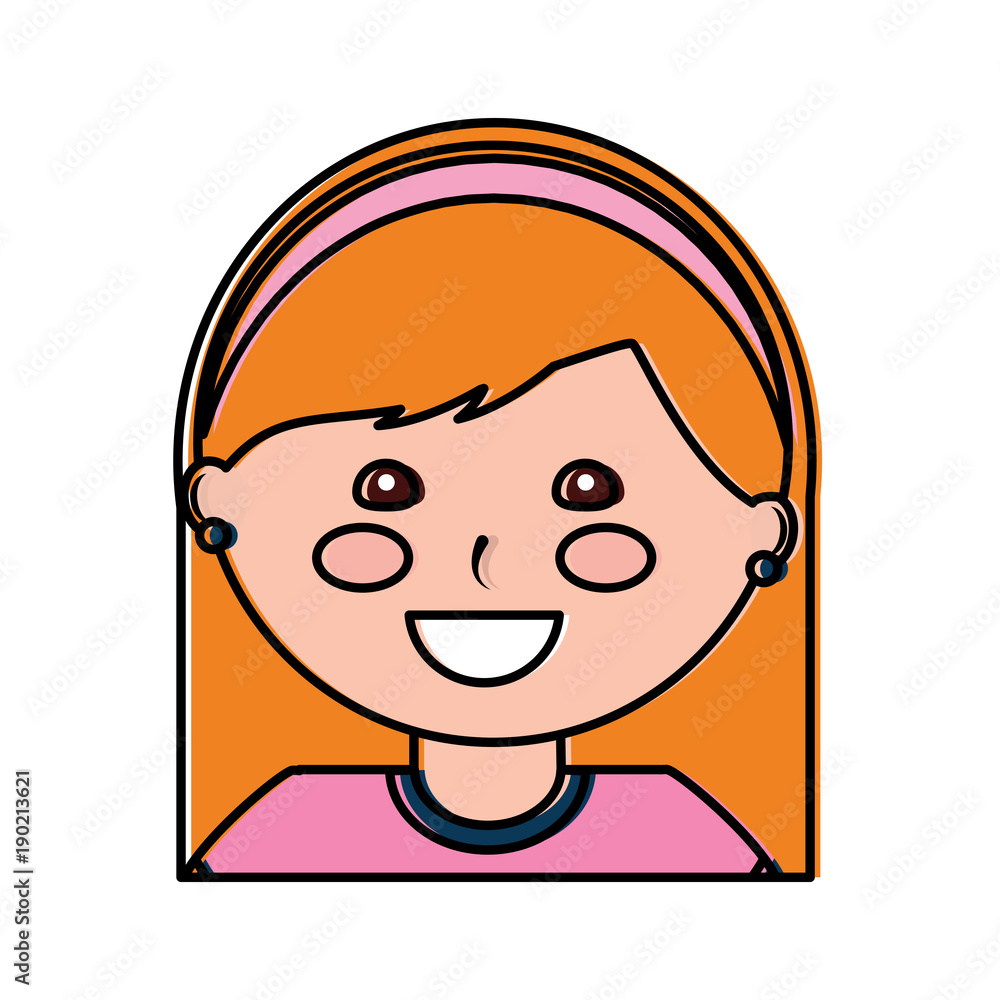 young cute girl face happy character vector illustration young cute girl face happy character vector illustration