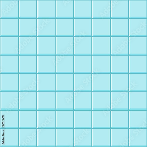 Blue tiles seamless pattern. Background for interior of bathroom. Cleanliness and hygiene. Flat vector cartoon illustration.