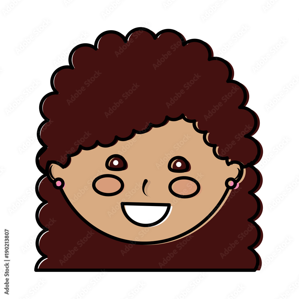 young cute girl face happy character vector illustration young cute girl face happy character vector illustration