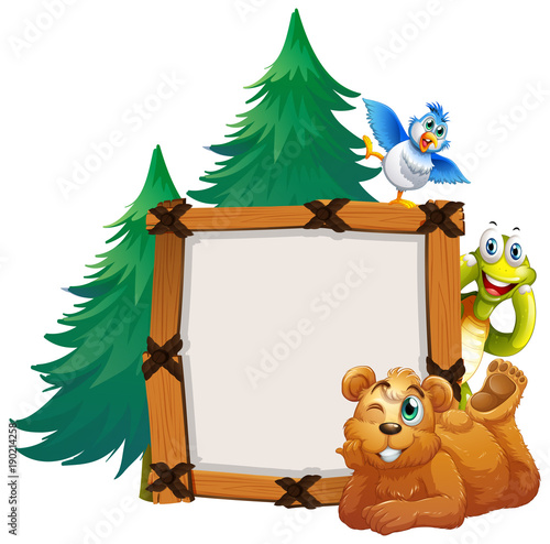Border template with grizzly bear