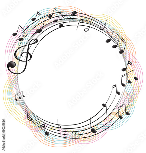 Music notes on round frame