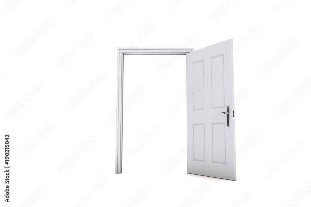 Open door isolaed on a white background. 3D Rendering Open door isolaed on a white background. 3D Rendering