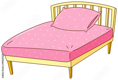 Bed with pink sheet and pillow
