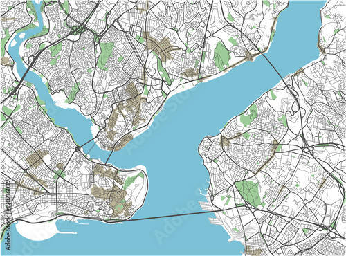 Obraz na plátně Colorful Istanbul vector city map