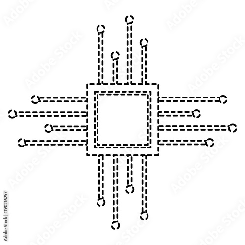 motherboard circuit microprocessor chip technolgy vector illustration pictogram design