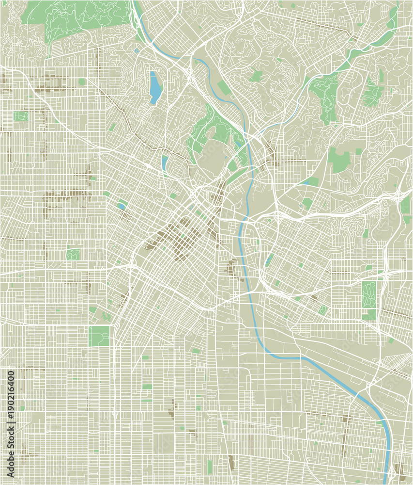 Vector city map of Los Angeles with well organized separated layers ...