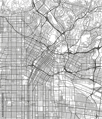 Canvas Print Black and white vector city map of Los Angeles with well organized separated layers