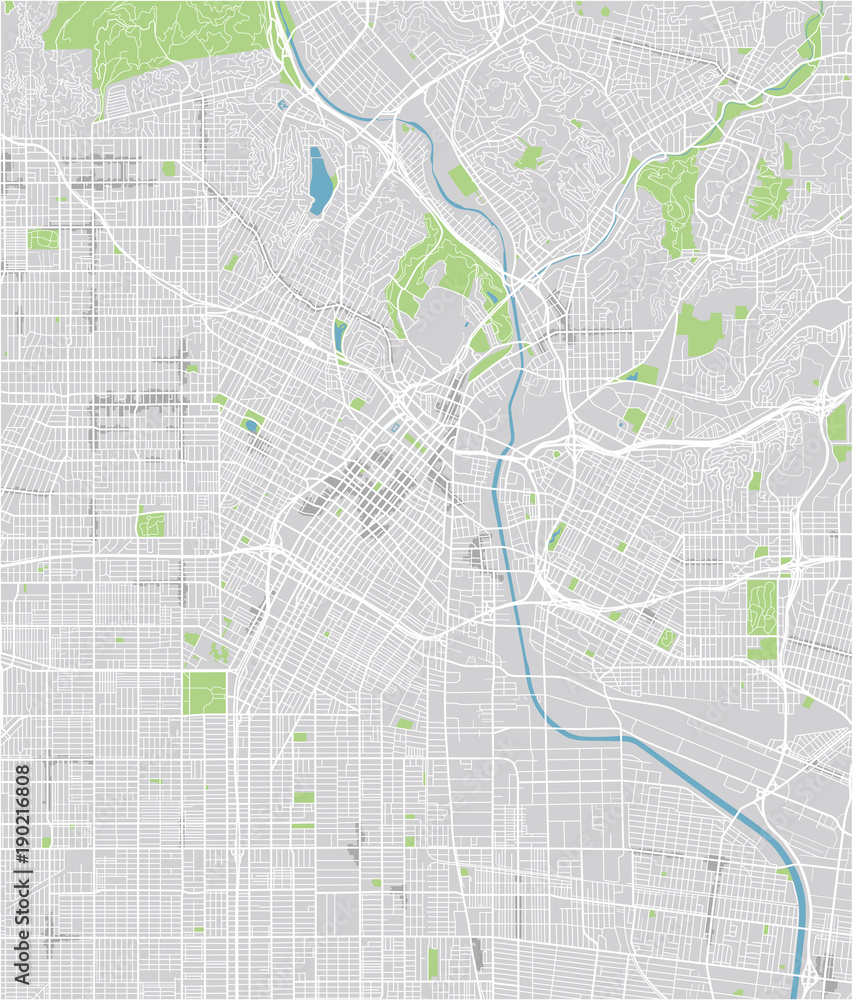 Vector city map of Los Angeles with well organized separated layers ...