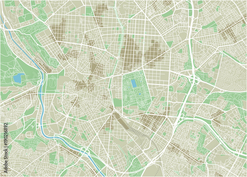 Obraz na plátně Vector city map of Madrid with well organized separated layers.
