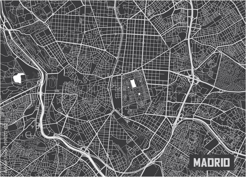 Minimalistic Madrid city map poster design.