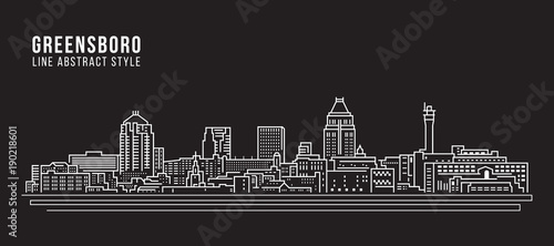 Cityscape Building Line art Vector Illustration design - Greensboro city photo