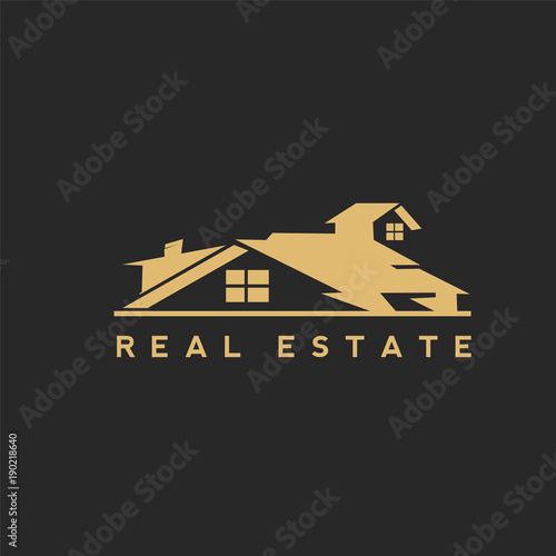 Golden home logo vector design.