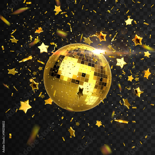 Discoball isolated on black transparent background.