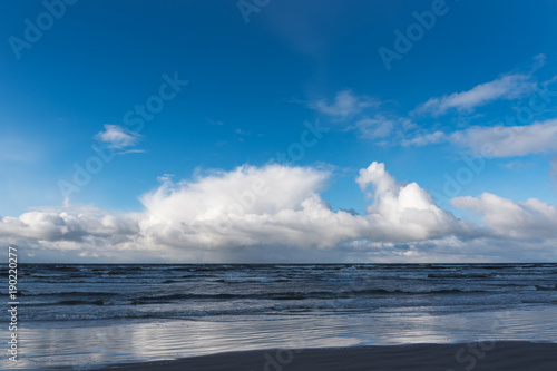 Windy day bay Baltic sea next to Liepaja, Latvia.