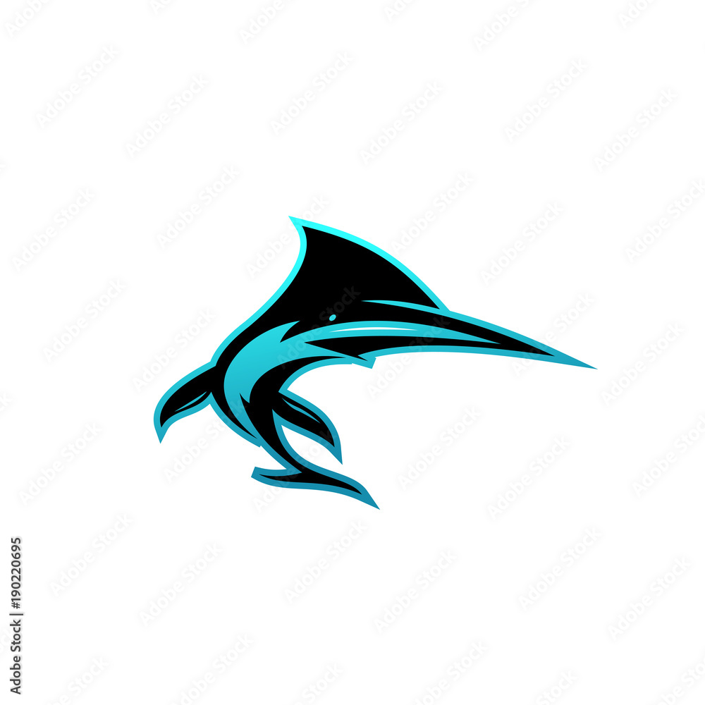 Fototapeta premium Creative vector symbol of shark.