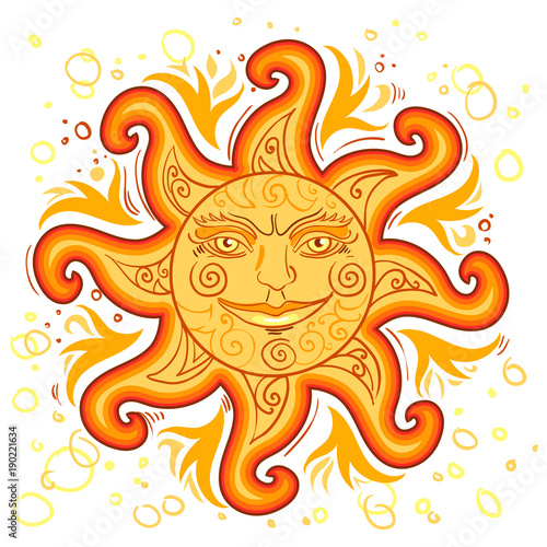 The symbol of the sun for posters of pictures or postcards on the Shrovetide festival