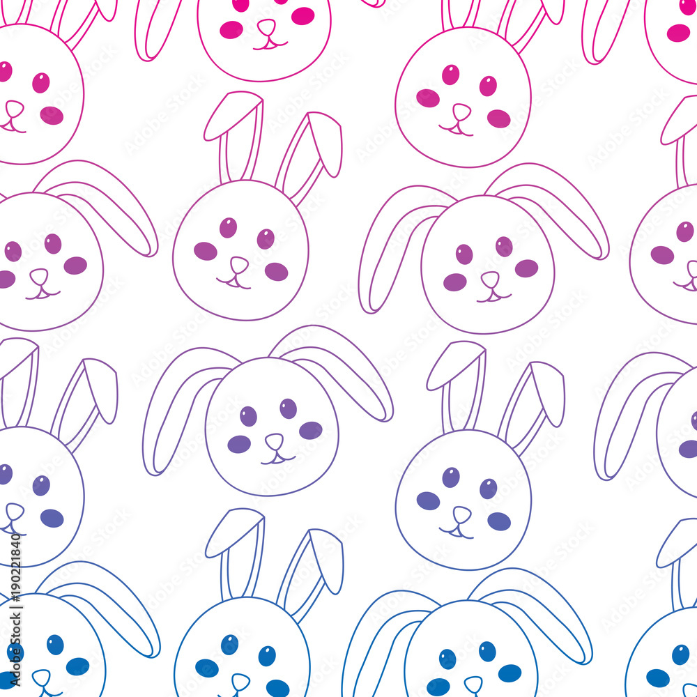 seamless pattern decoration face rabbit image vector illustration