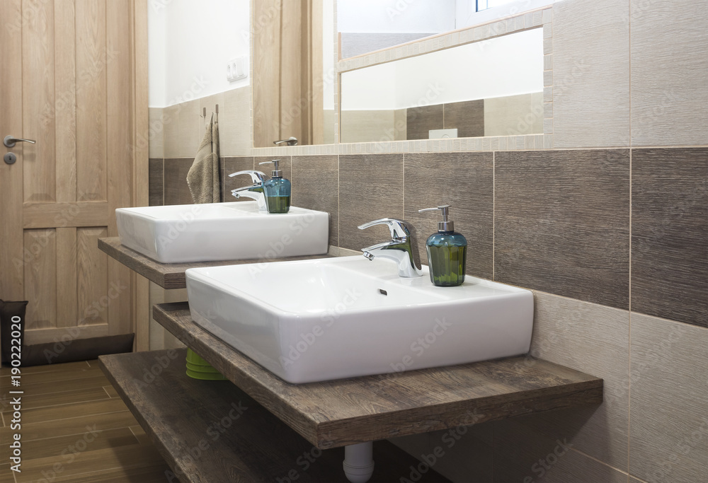modern bathroom with a children's sink modern bathroom with a children's sink