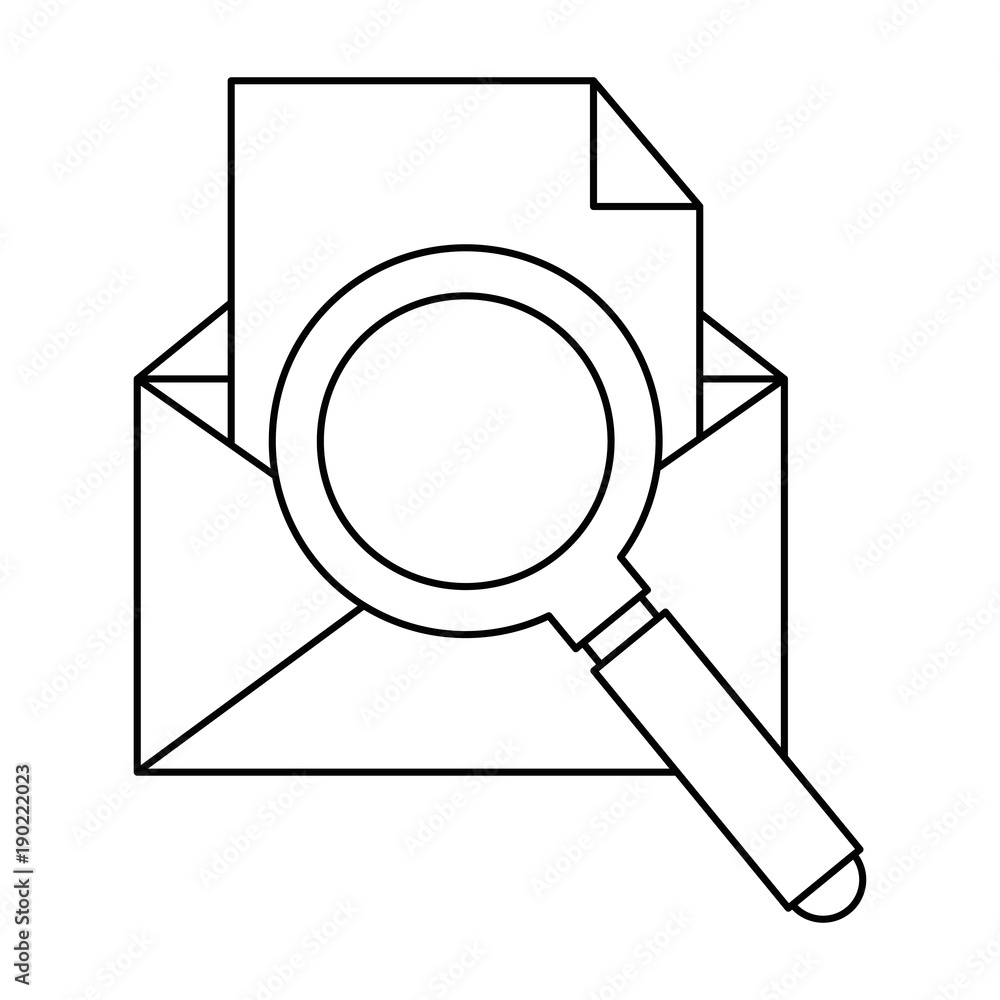 envelope mail with magnifying glass vector illustration design envelope mail with magnifying glass vector illustration design