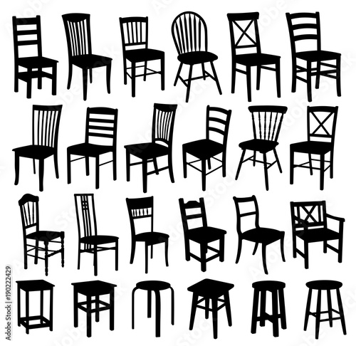 Wooden chairs. 