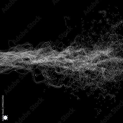 Array with Dynamic Particles. Wavy Background. Composition with Motion Effect. Abstract Vector illustration.