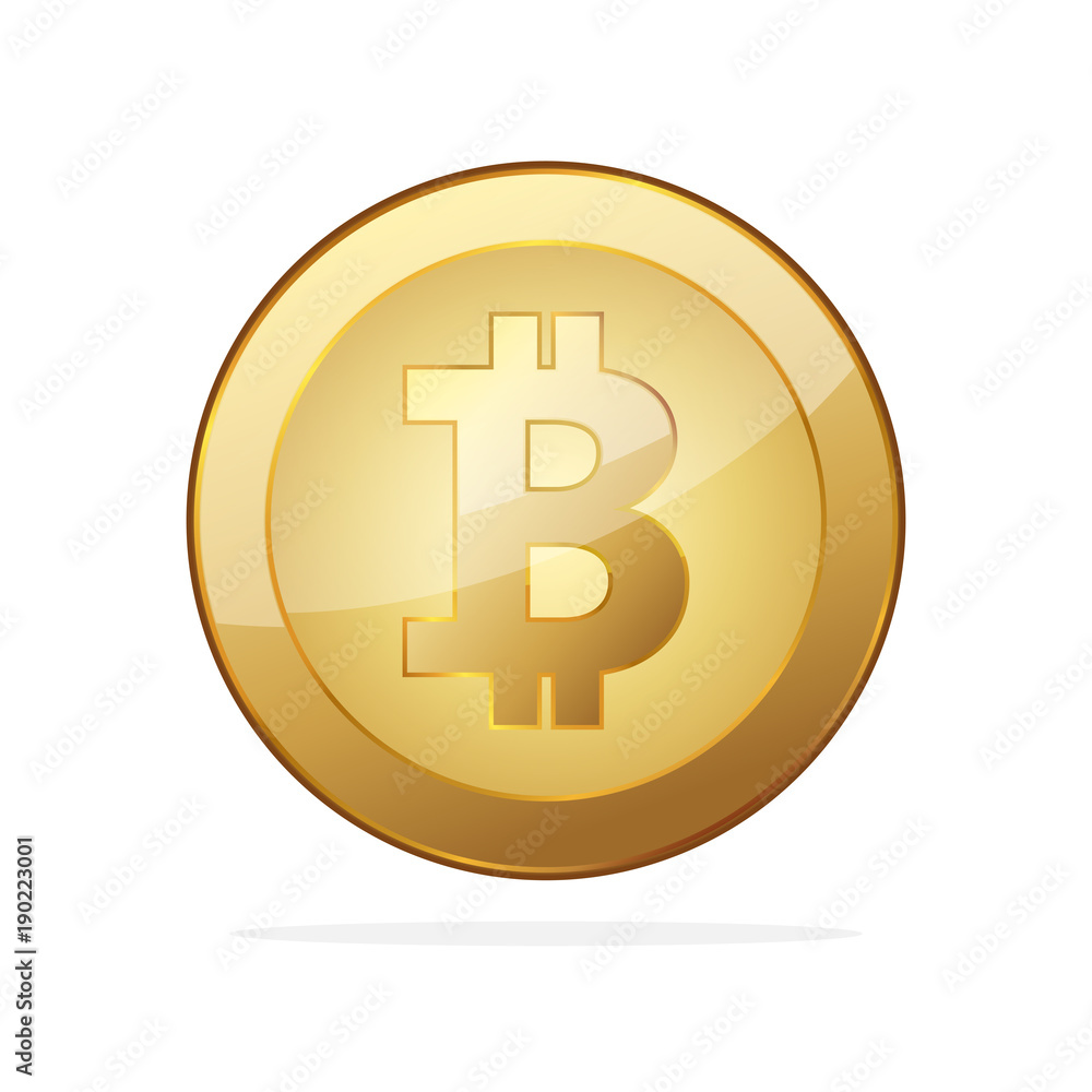 Golden Bitcoin icon. Vector illustration Golden Bitcoin icon. Vector illustration