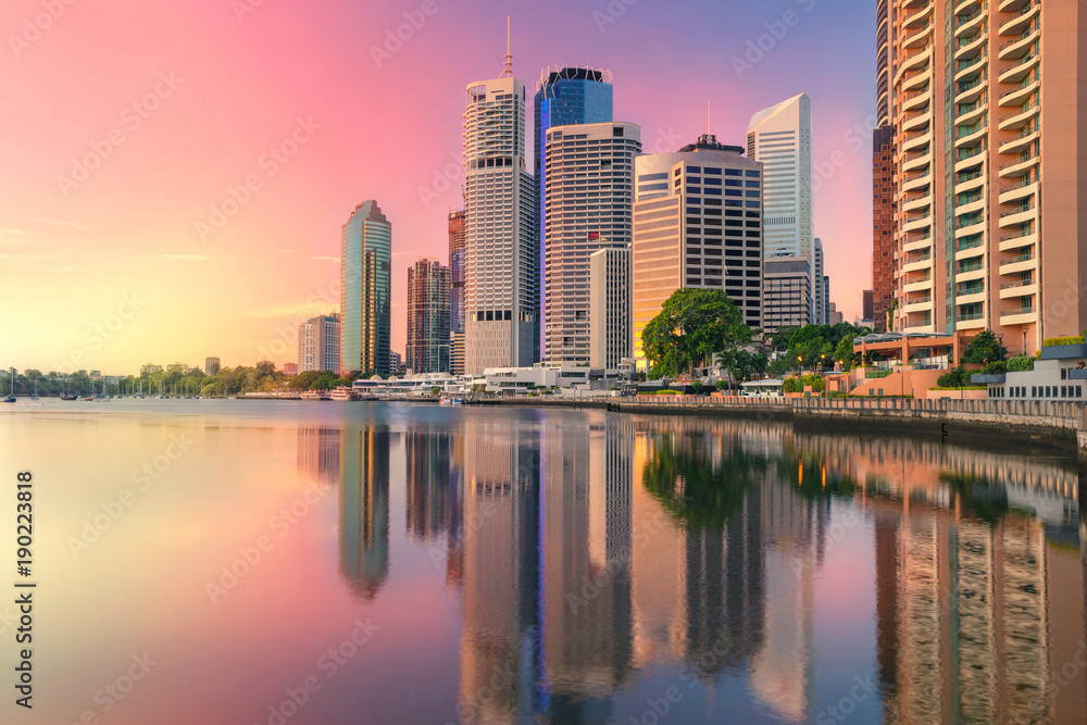 Brisbane. Cityscape image of Brisbane skyline, Australia during sunrise. - obrazy, fototapety, plakaty 