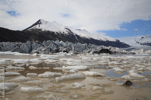 Heinabergsjokull glacier and lagoon in Iceland photo