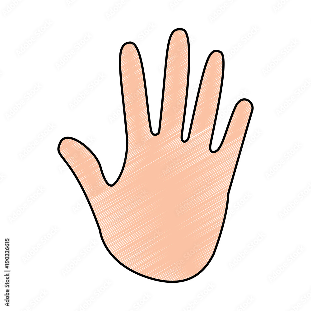 human hand showing five fingers open vector illustration drawing color  design Stock Vector
