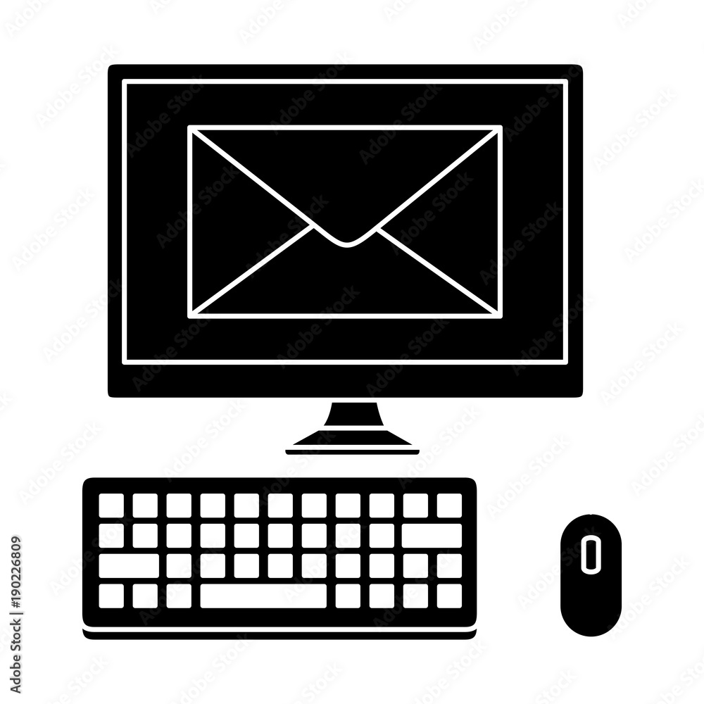 desktop computer with envelope mail vector illustration design desktop computer with envelope mail vector illustration design