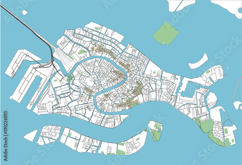 Obraz na plátně Colorful Venice vector city map