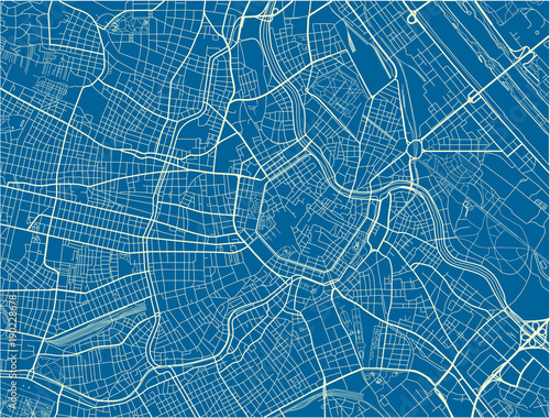 Photography Blue and White vector city map of Vienna with well organized separated layers