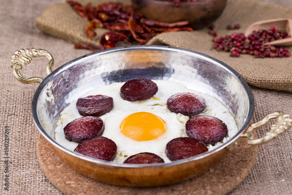 Egg with sausage (sucuklu yumurta) Egg with sausage (sucuklu yumurta)